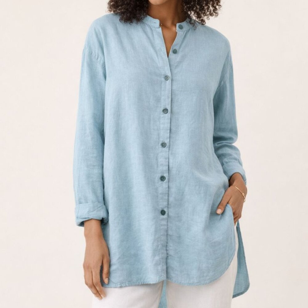 FLAX‎ Linen Tunic Blue Small